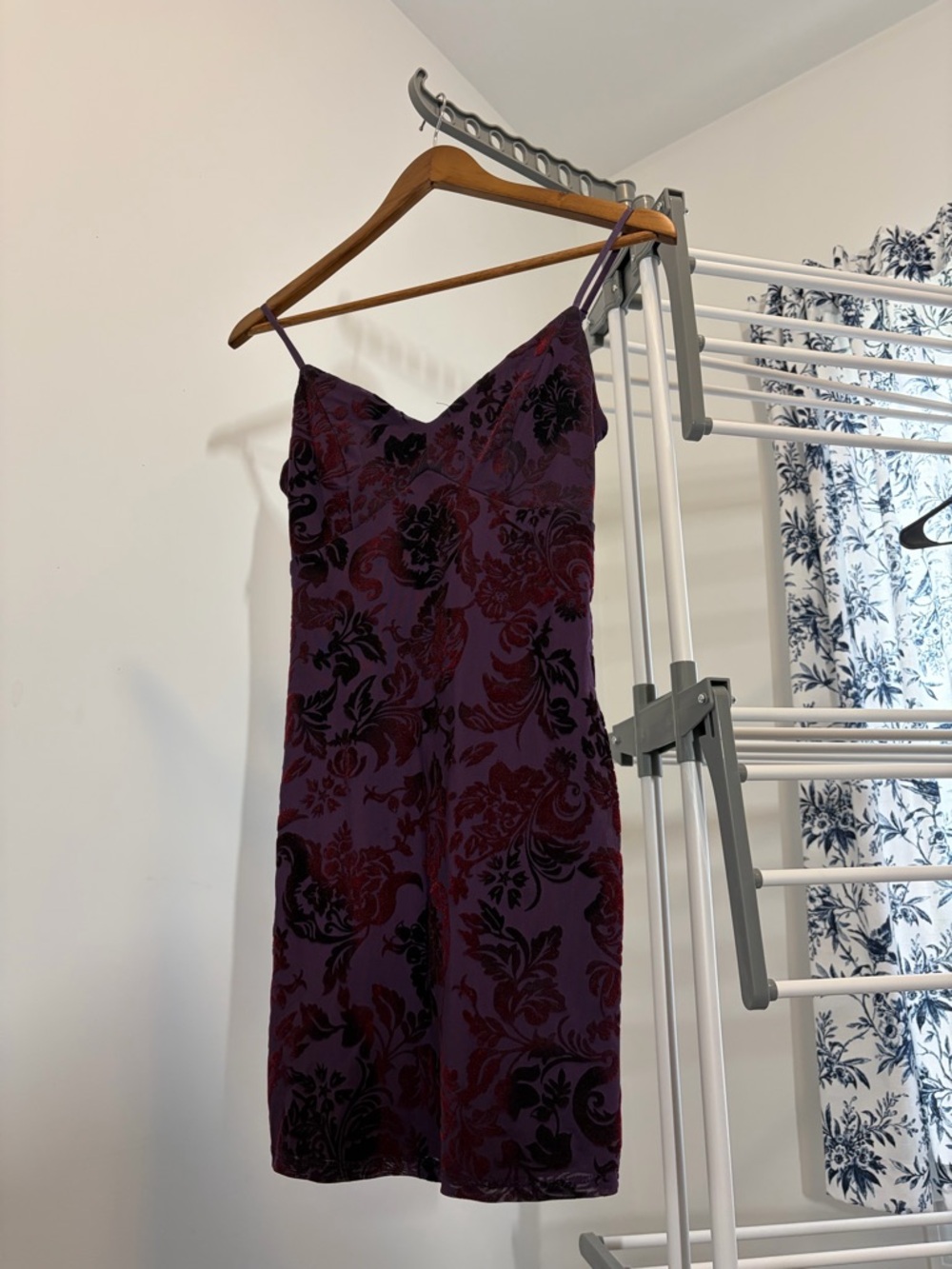 Velvet Burnout Floral Slip Dress in Purple